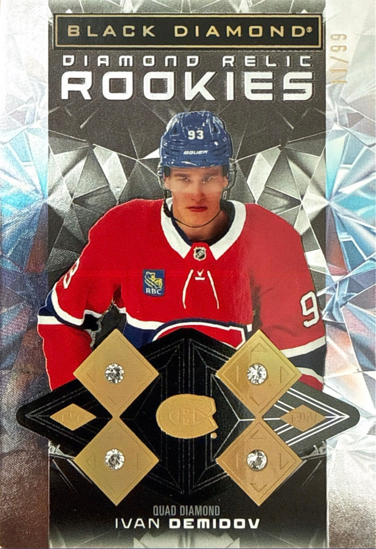 2025-26 Ivan Demidov Upper Deck Black Diamond Diamond Relic Rookies Quad Diamond #BDR-ID /99 - Front