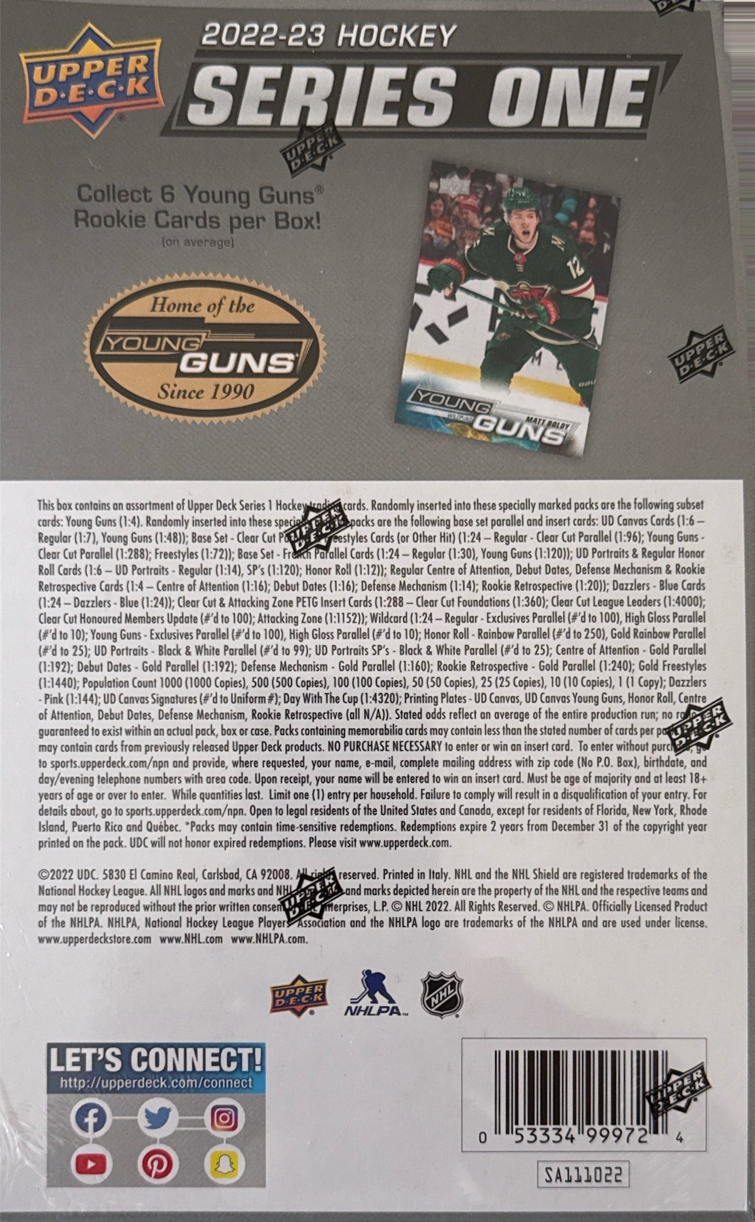 2022-23 Upper Deck Series 1 Hockey Hobby Box - Back