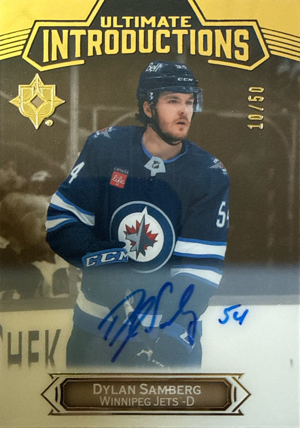 2022-23 Upper Deck Ultimate Collection Dylan Samberg Ultimate Introductions Auto 10/50 - Front