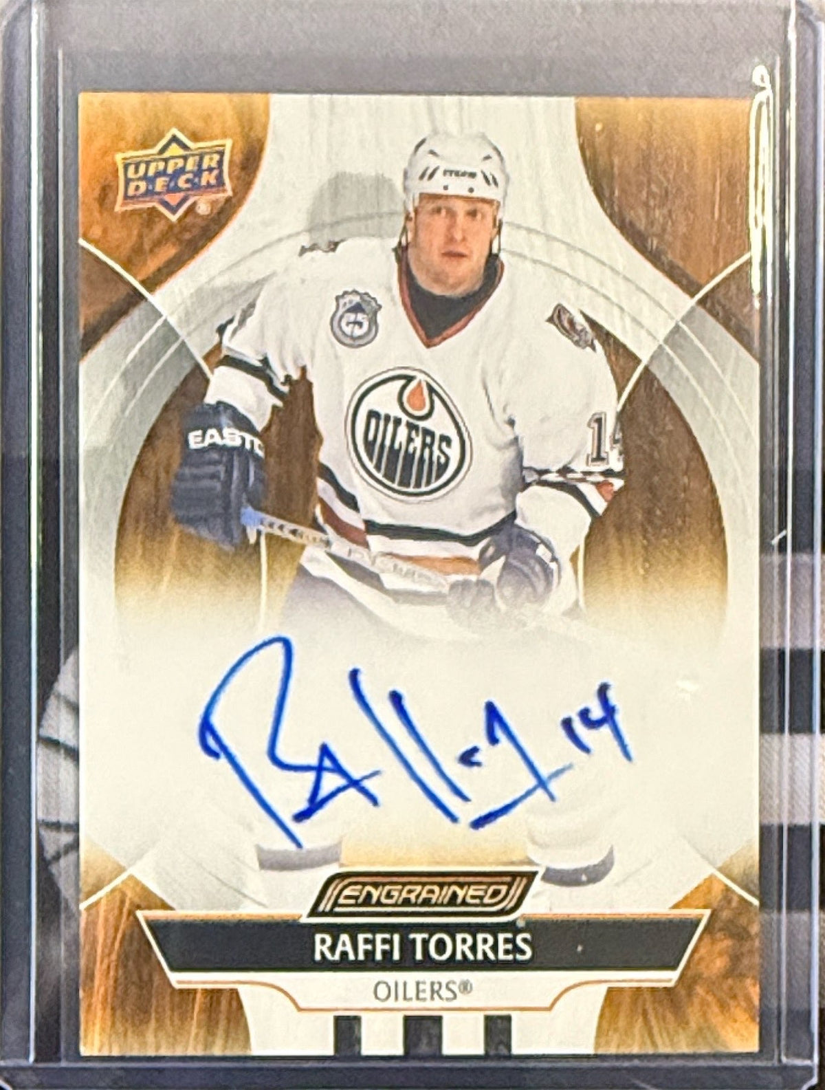 Front of 2024-25 Upper Deck Engrained Raffi Torres autograph CA-FT