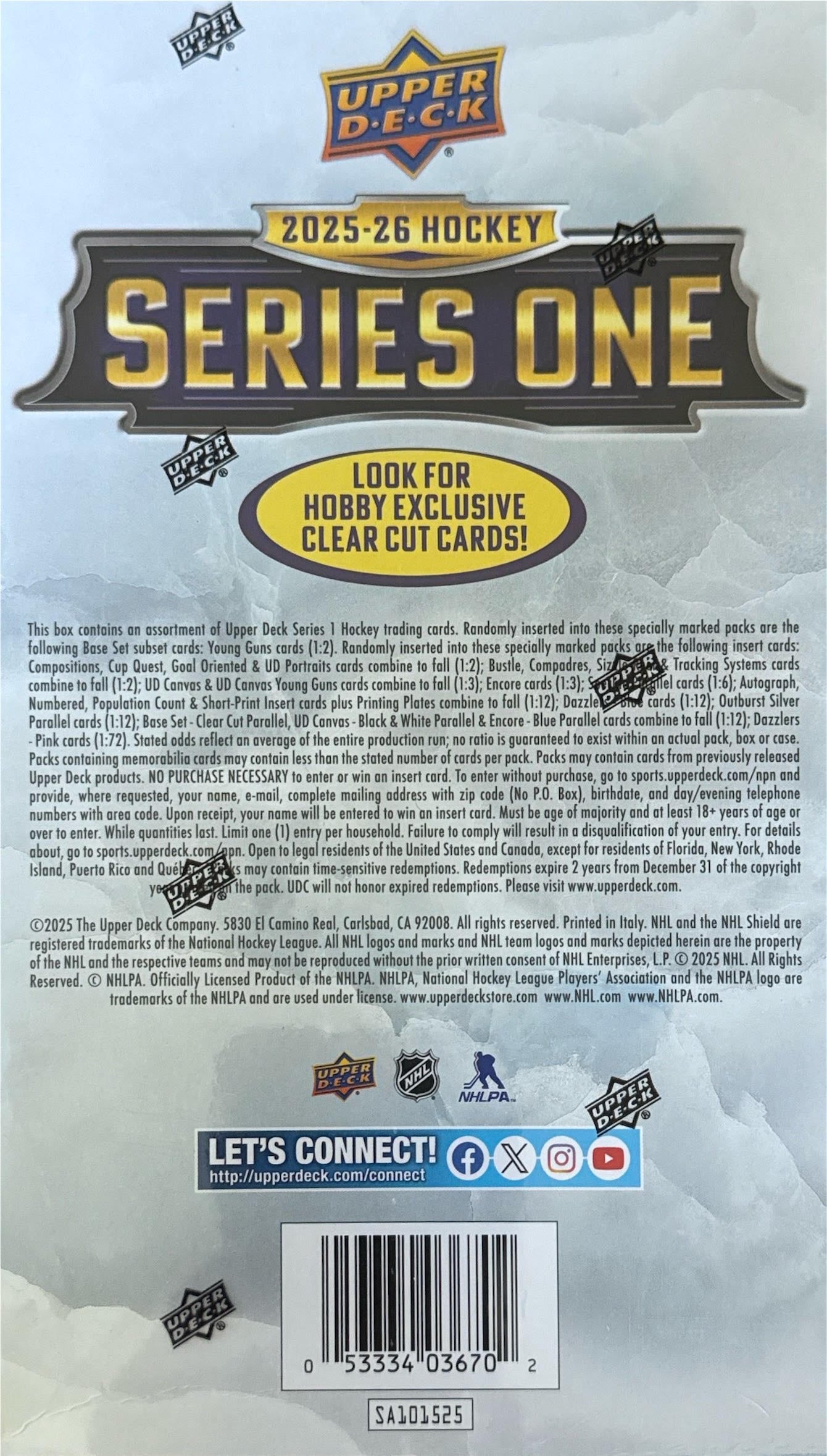 2025-26 Upper Deck Series 1 Hockey Hobby Box - Back