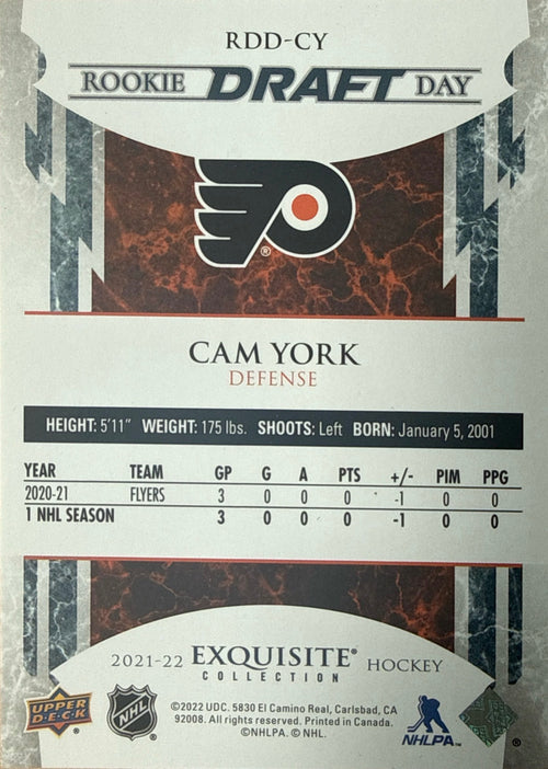 2021-22 Exquisite Collection Cam York Rookie Draft Day #RDD-CY 275/399 - Back