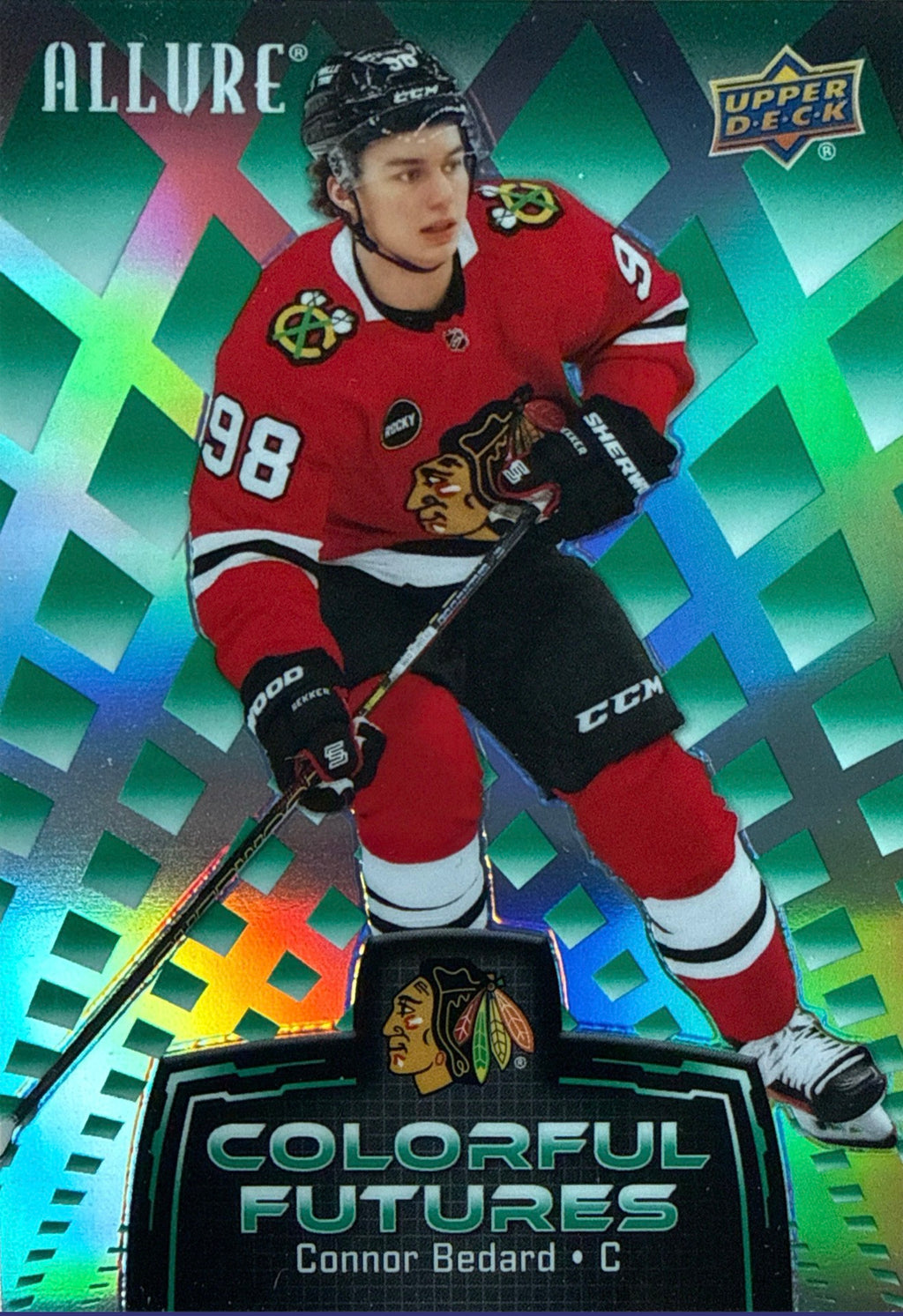 2024-25 Upper Deck Allure Colorful Futures Connor Bedard Green #CF-10 Front