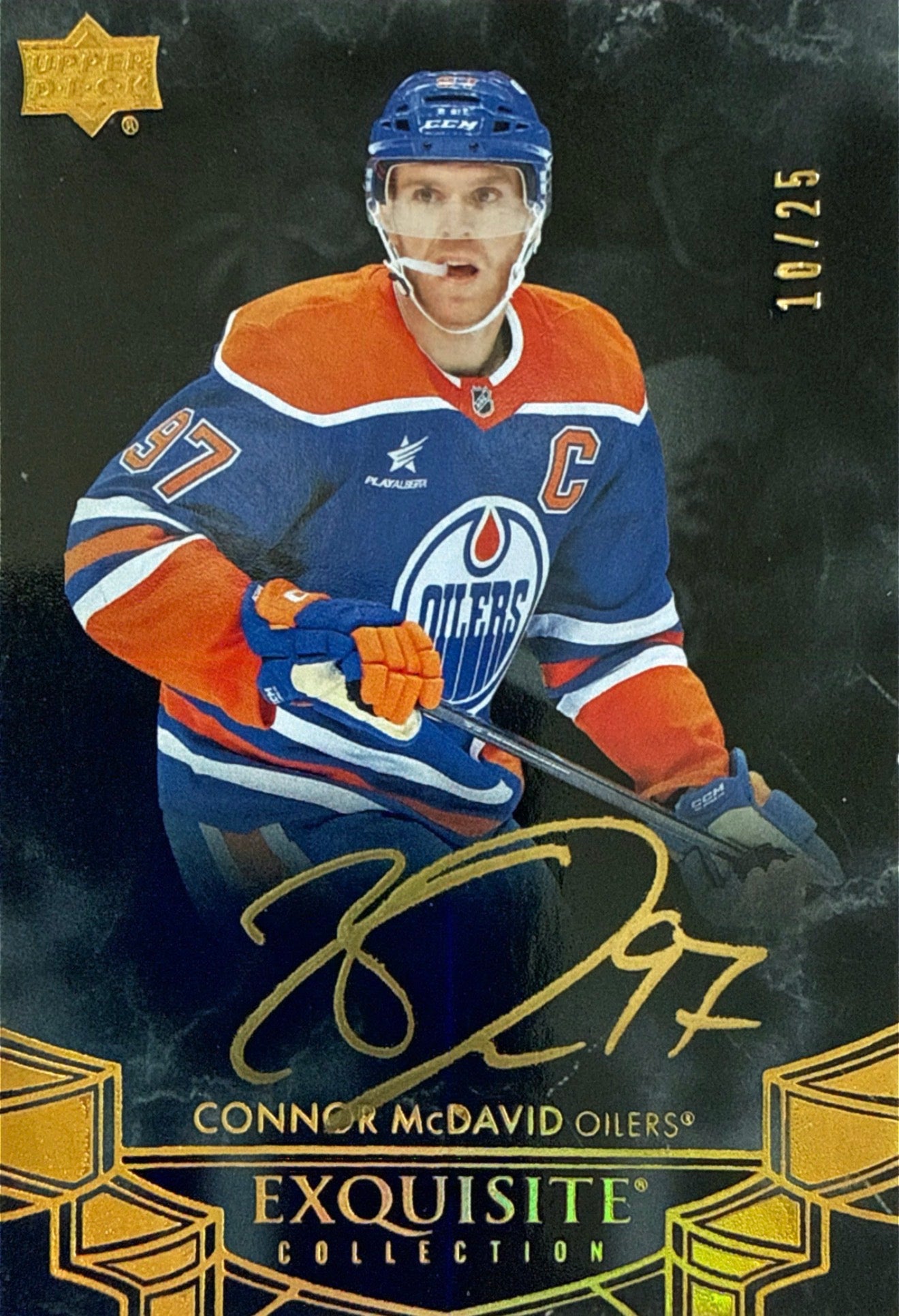 2024-25 Connor McDavid Upper Deck Exquisite Collection Black Auto #EB-30 /25 - Front