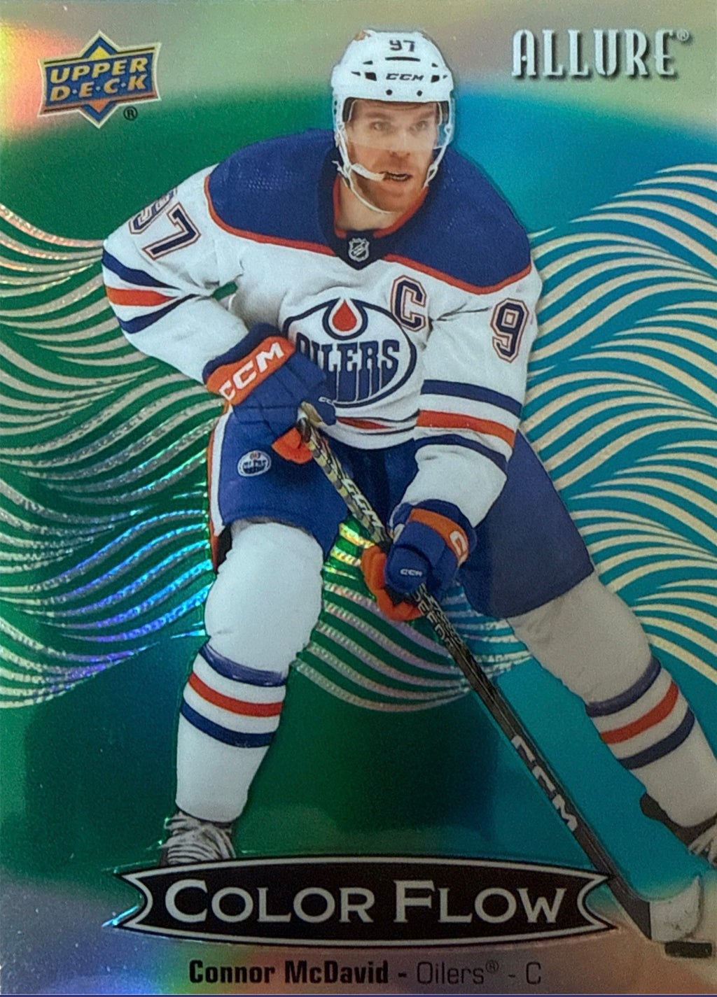 2024-25 Upper Deck Allure Color Flow Connor McDavid Green-Blue #CFL-18 Front