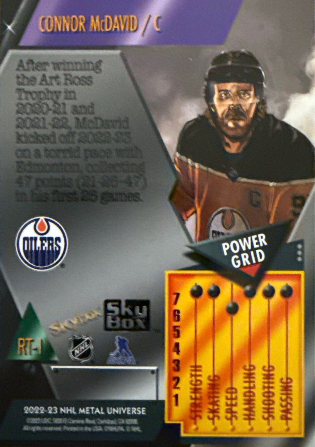 2022-23 Connor McDavid Metal Universe Precious Metal Gems Gold #RT-1 - Back
