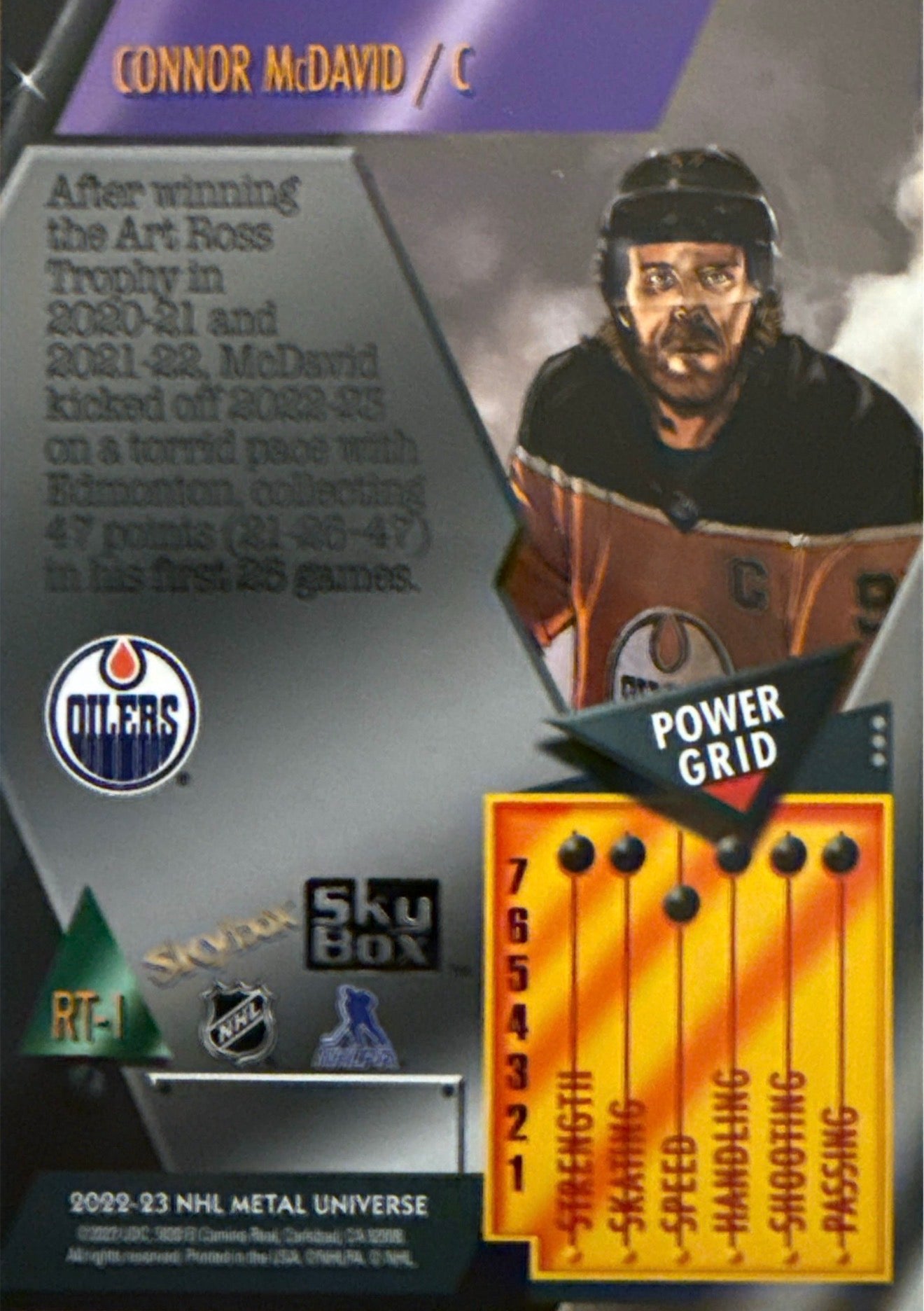 2022-23 Connor McDavid Metal Universe Precious Metal Gems Gold #RT-1 - Back