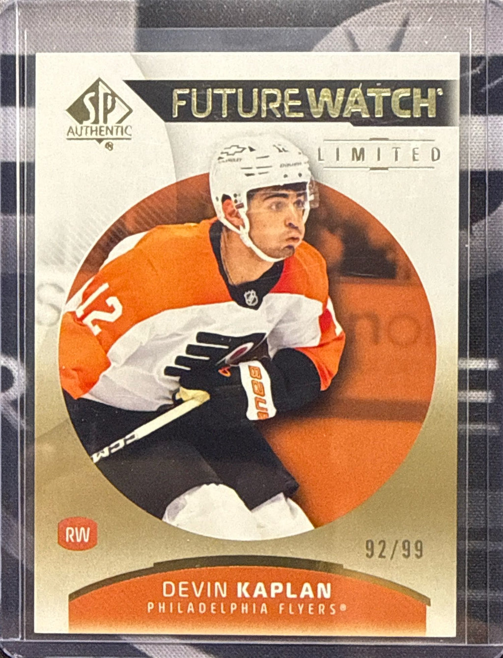 2025-26 SP Authentic Devin Kaplan Future Watch Limited Gold #164 Front – 92/99
