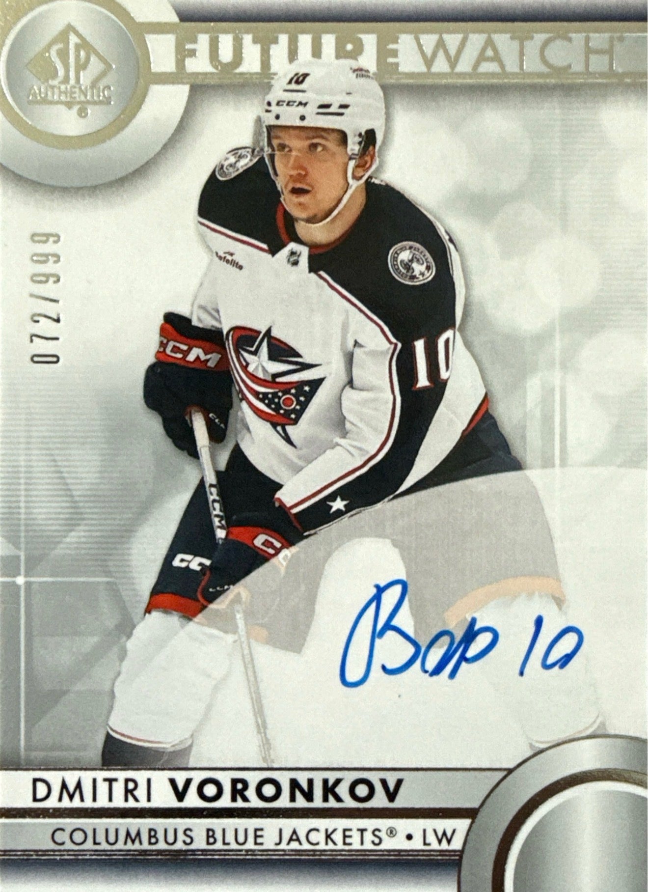 2023-24 SP Authentic Dmitri Voronkov Future Watch Auto #192 072/999 Front
