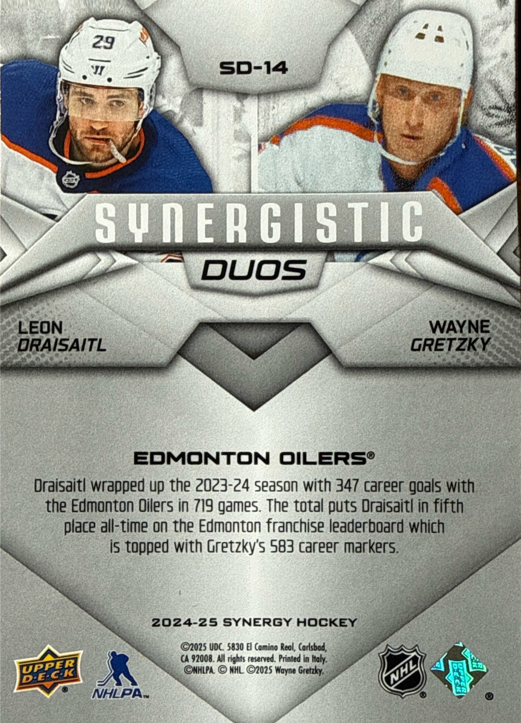 2024-25 Synergy Draisaitl / Gretzky Synergistic Duos #SD-14 - Back