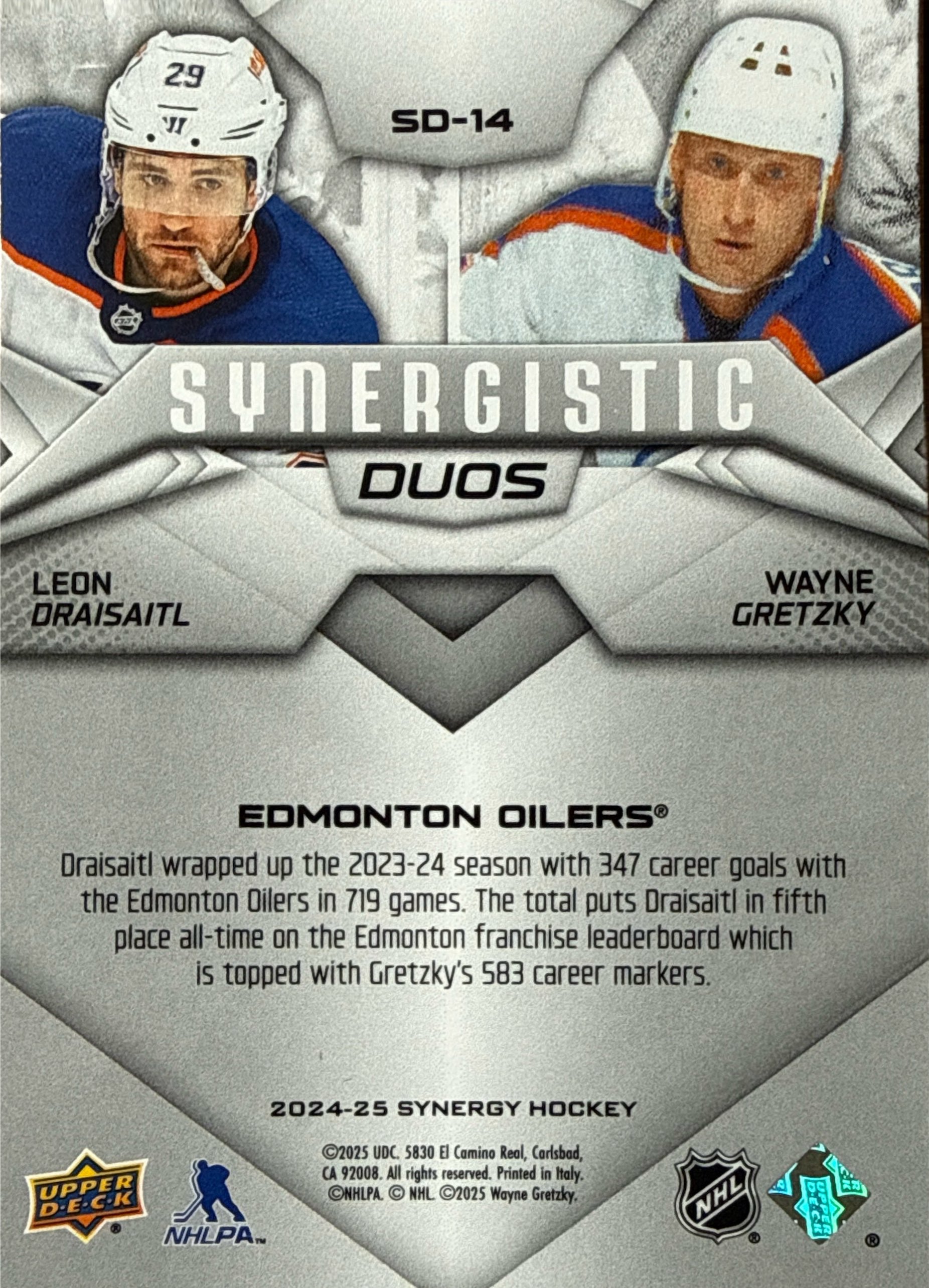 2024-25 Synergy Draisaitl / Gretzky Synergistic Duos #SD-14 - Back