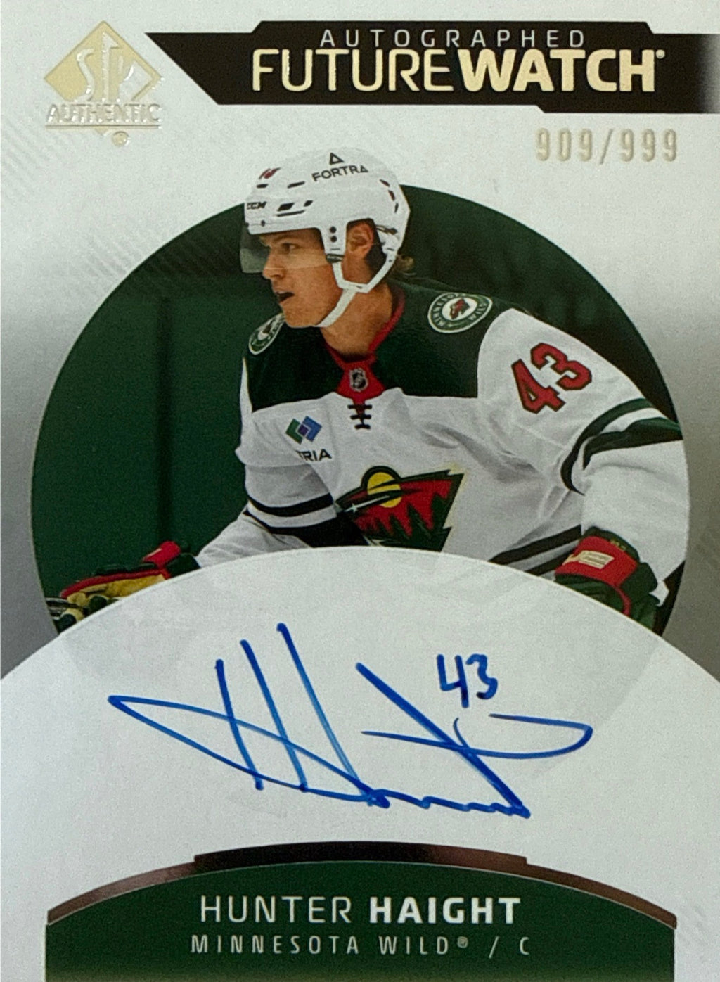 2025-26 SP Authentic Hunter Haight Future Watch Auto 909/999 - Front