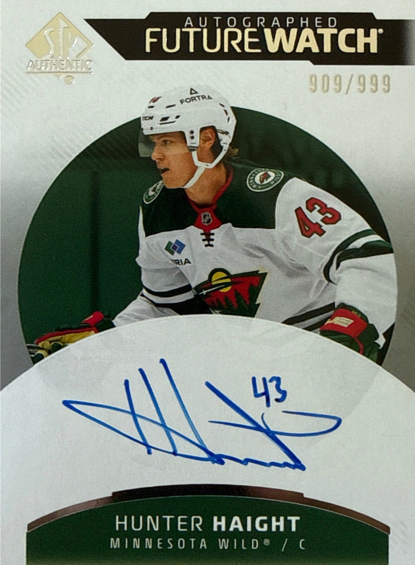 2025-26 SP Authentic Hunter Haight Future Watch Auto 909/999 - Front