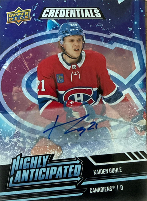 2022-23 Upper Deck Credentials Kaiden Guhle Highly Anticipated Auto #HA-46 - Front