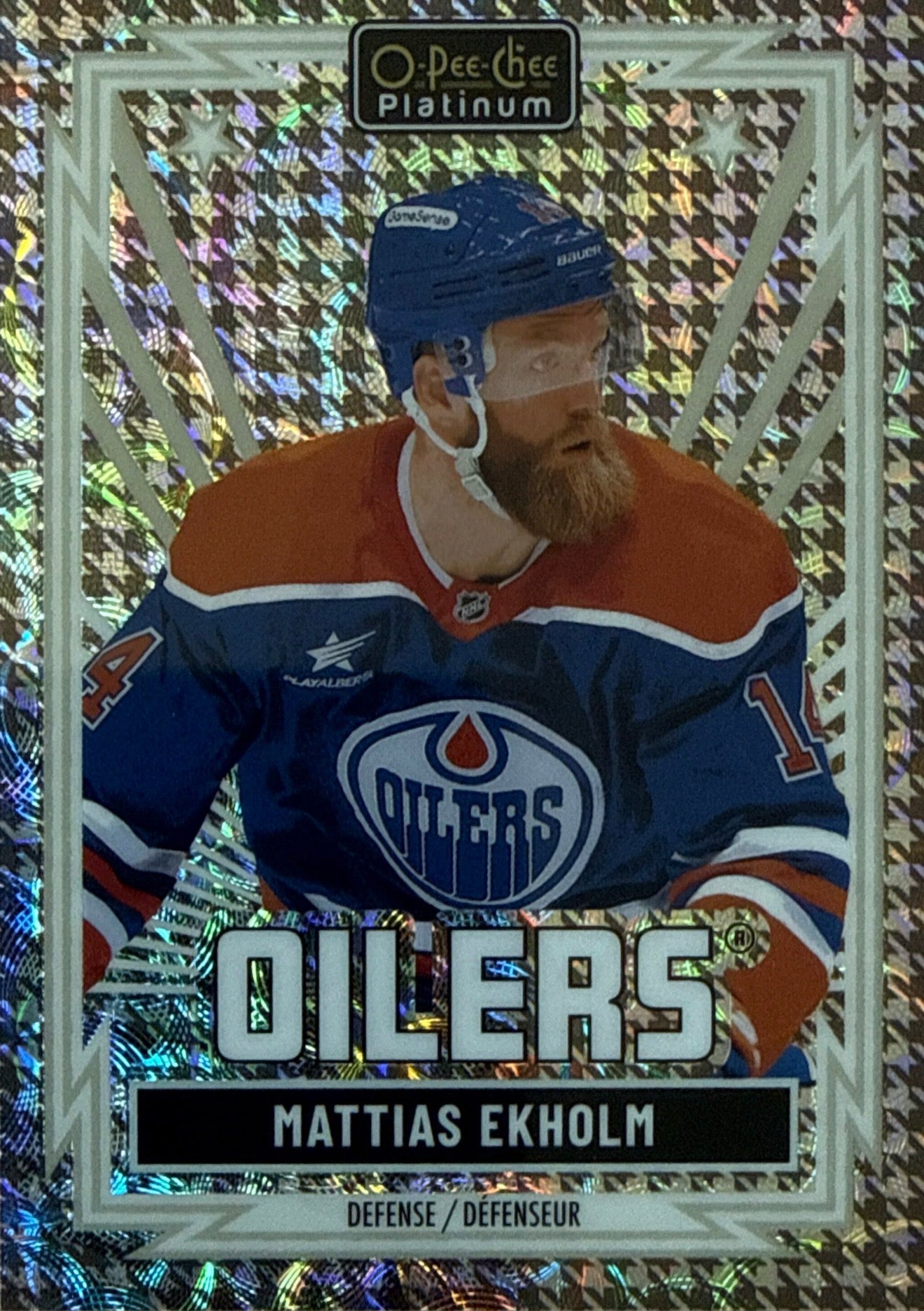 2025-26 OPC Platinum Mattias Ekholm Houndstooth R-48 01/15 - Front
