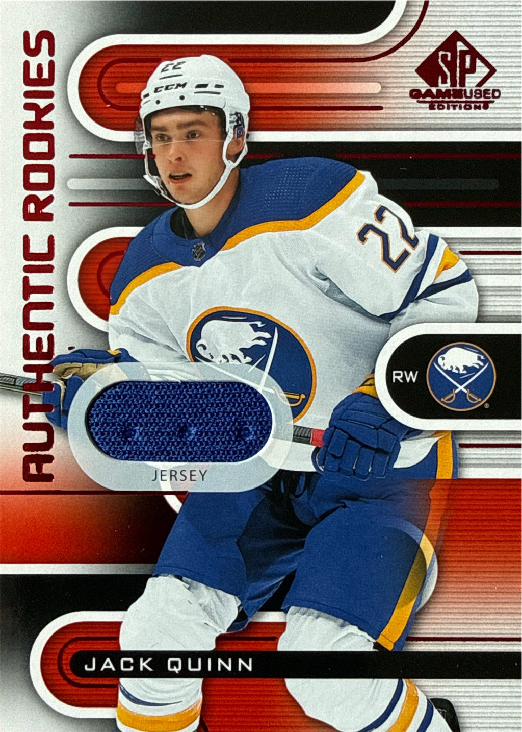 2022-23 SP Game Used Jack Quinn Authentic Rookies Jersey Relic #178 - Front