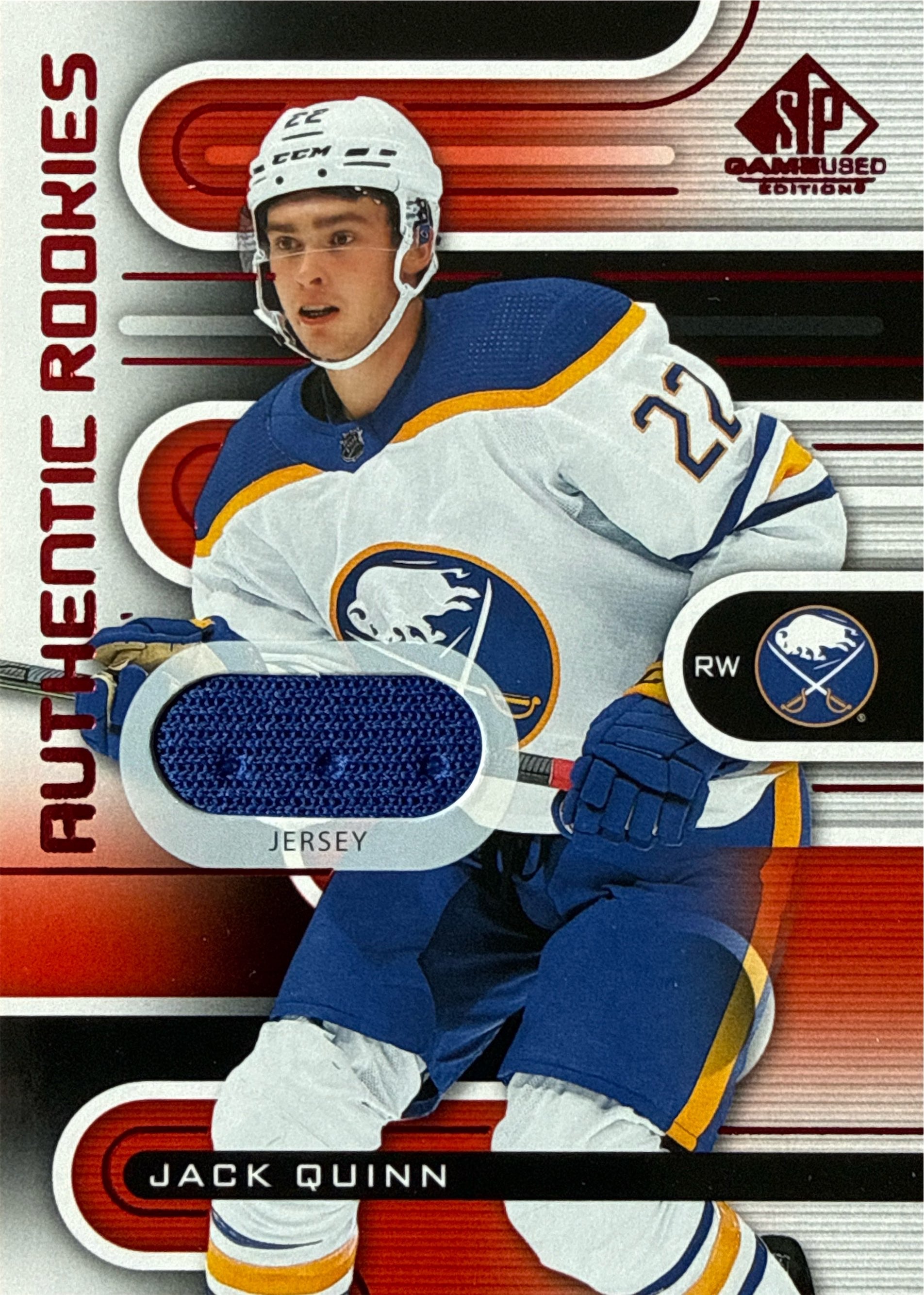 2022-23 SP Game Used Jack Quinn Authentic Rookies Jersey Relic #178 - Front