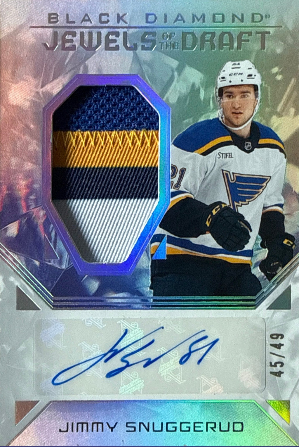 2025-26 Jimmy Snuggerud Black Diamond Jewels of the Draft Auto Patch 45/49 - Front
