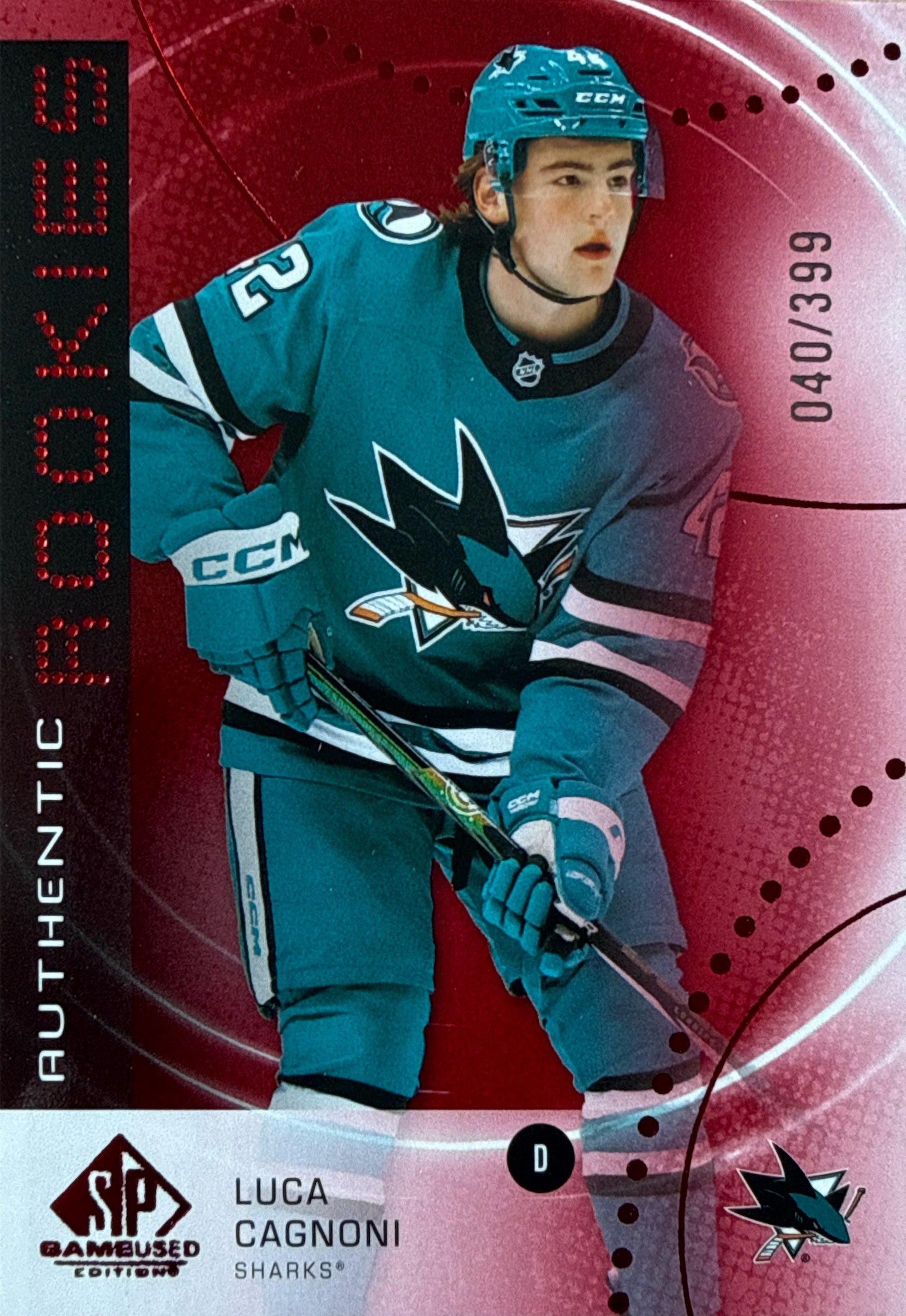 2025-26 SP Game Used Luca Cagnoni Authentic Rookies Red #AR-LC 040/399 - Front