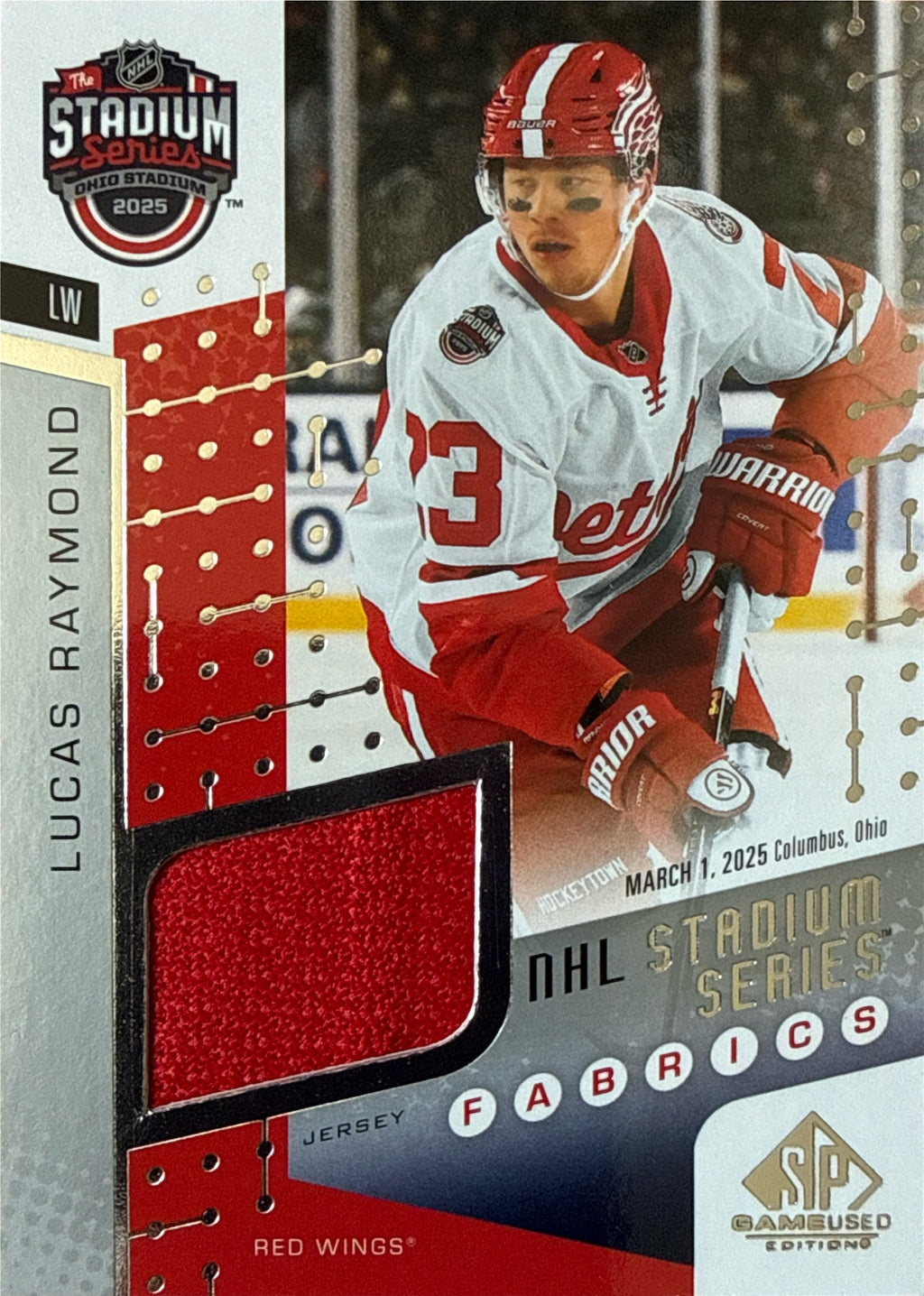 2025-2026 SP Game Used Lucas Raymond Stadium Series Fabrics #SSF10