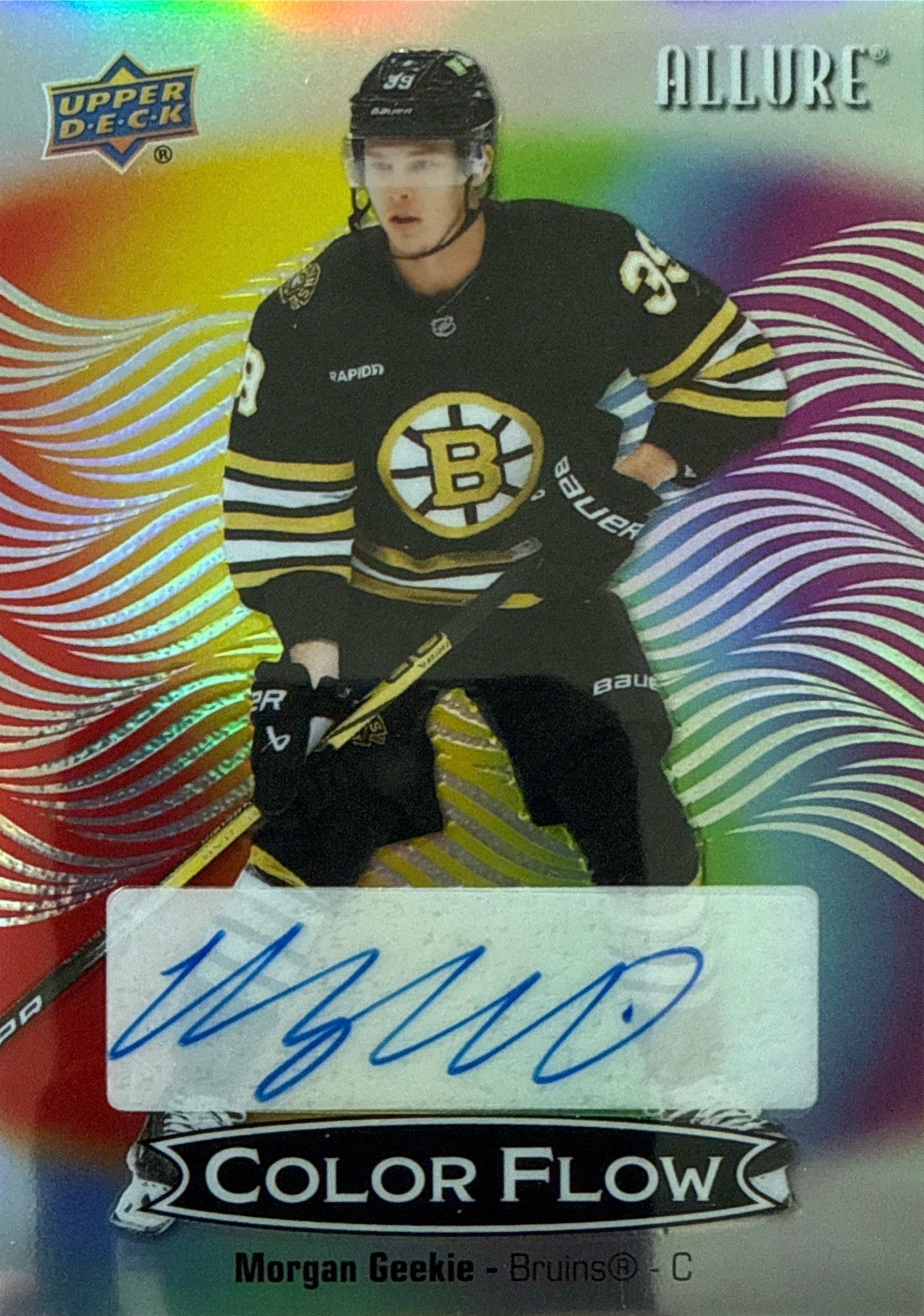 2024-25 Upper Deck Allure Morgan Geekie Color Flow Full Rainbow Auto - Front