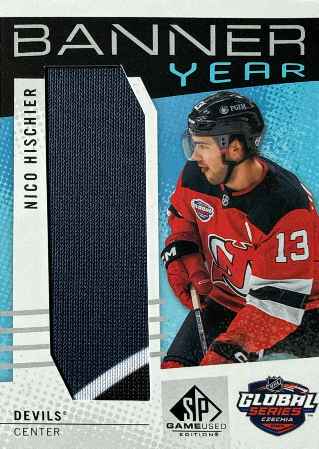 2025-26 SP Game Used Nico Hischier Banner Year Global Series #BYGSC-NH - Front