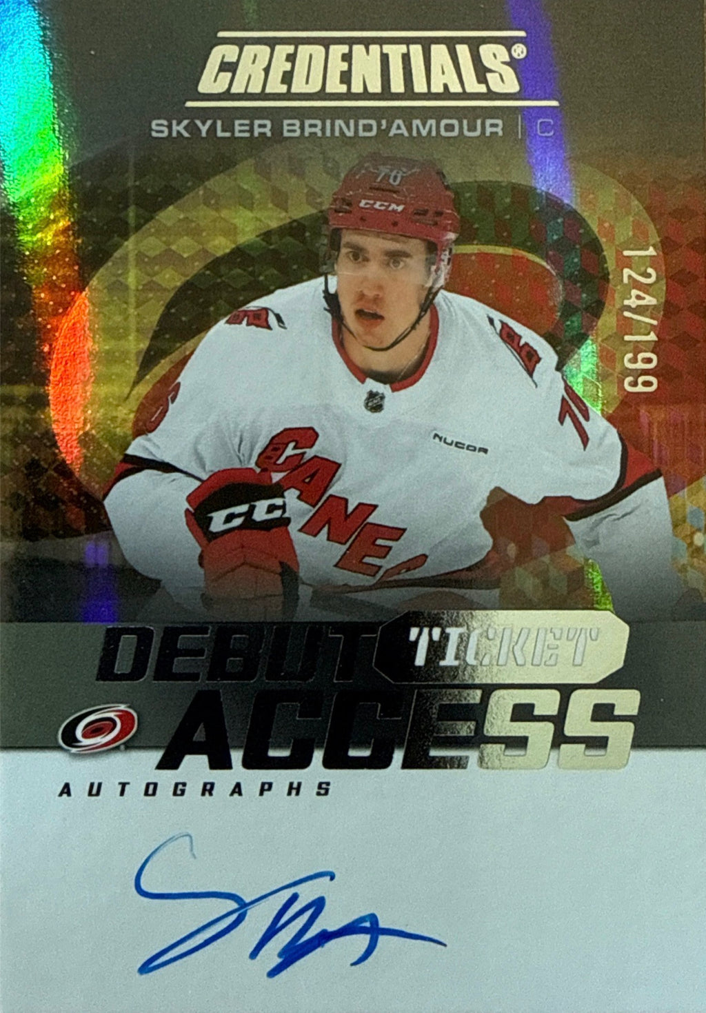 2025-26 Upper Deck Credentials Skyler Brind'Amour Debut Ticket Access Auto 124/199 - Front