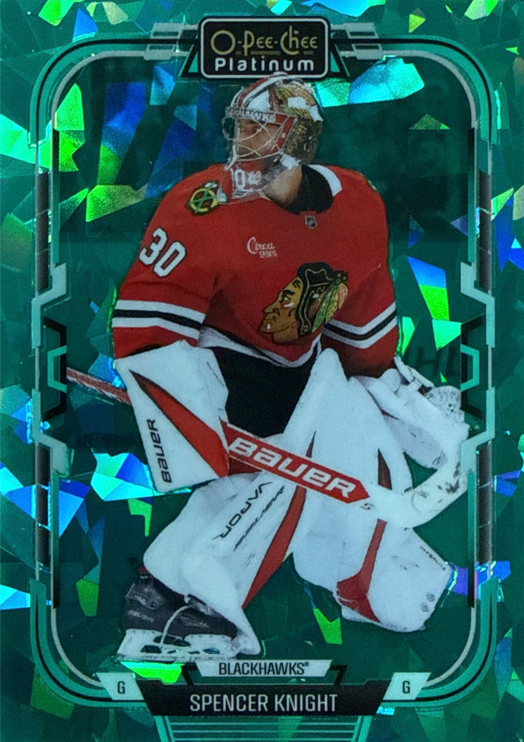 2025-26 O-Pee-Chee Platinum Spencer Knight Turquoise Fragments #26 065/249 - Front
