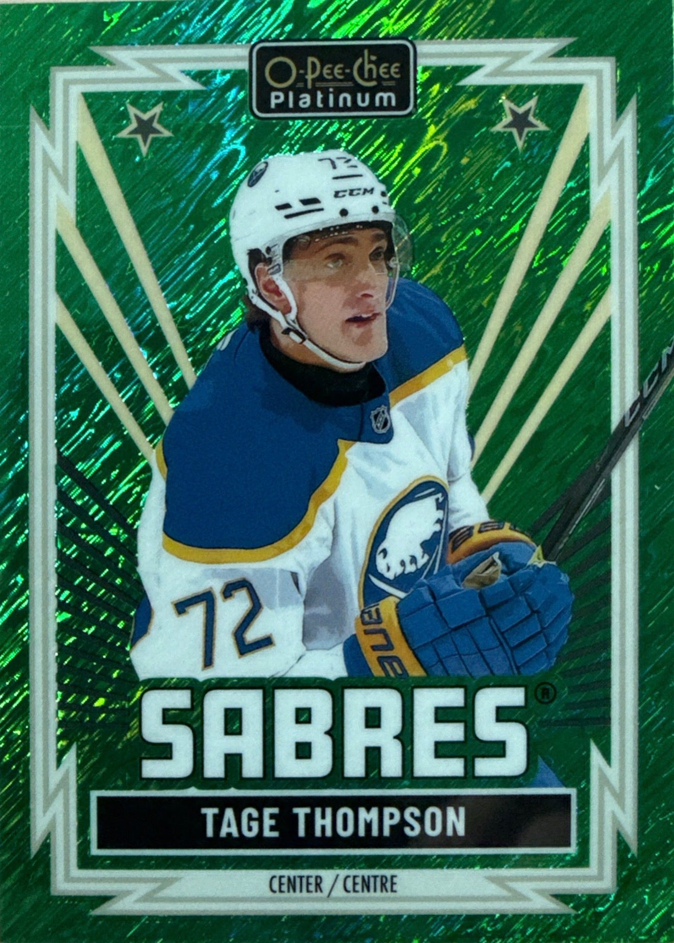 2025-26 O-Pee-Chee Platinum Tage Thompson Green Laser #R-59 73/75 - Front