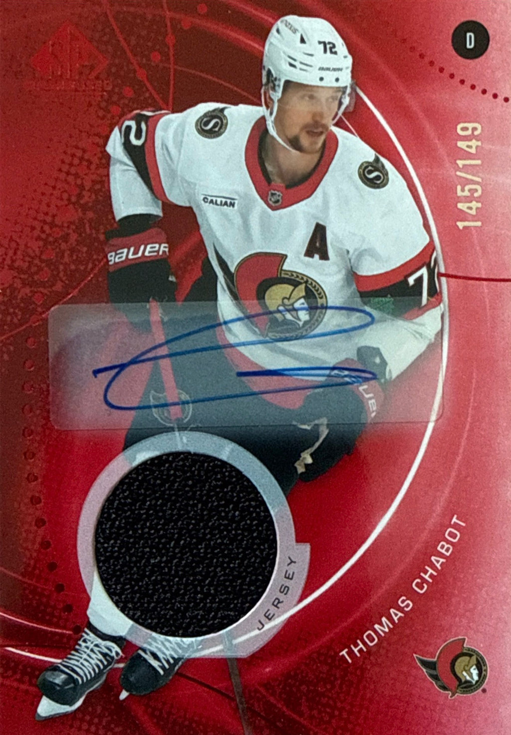 2025-26 SP Game Used Thomas Chabot Red Autograph Jersey 145/149 - Front